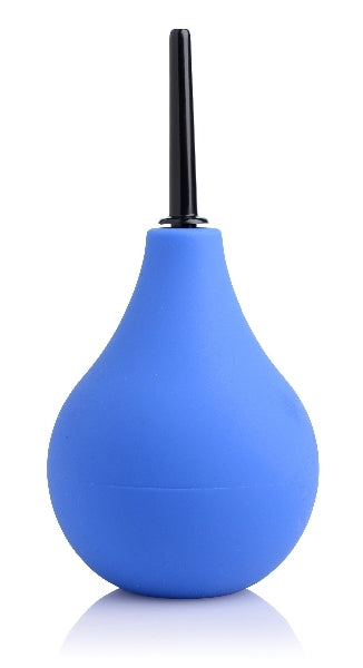 a blue vase with a blue flower in it 