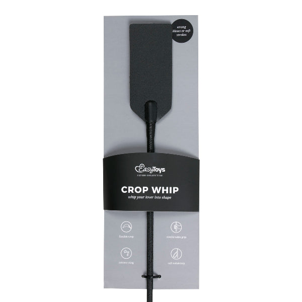 Leather Crop Whip - Black