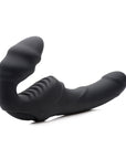 Slim Rider Ribbed Vibrating Silicone Strapless Strap On