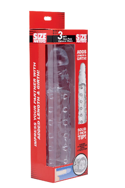 Size Matters - 3 Inch Clear Penis Enhancer Sleeve - Clear - K. P.