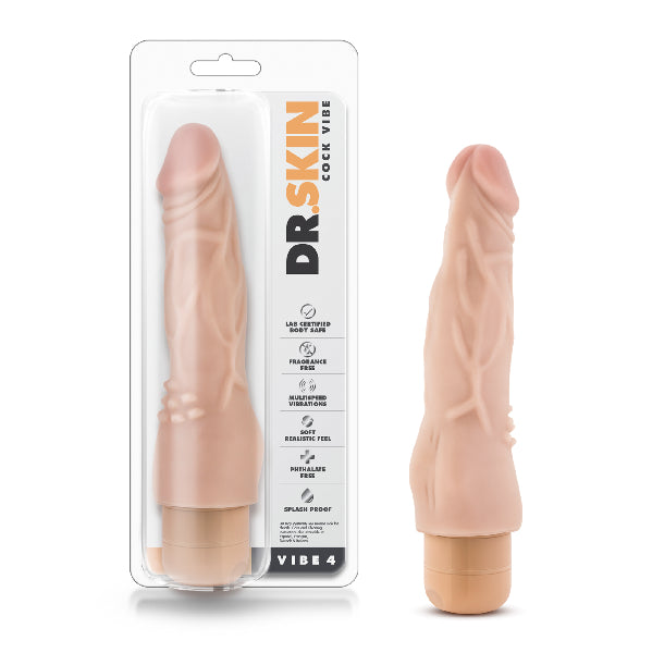 Dr. Skin Cock Vibe 4 8&quot; Vibrating Cock - Beige