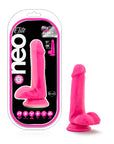 Neo Elite - 6" Silicone Dual Density Cock with Balls - Neon Pink