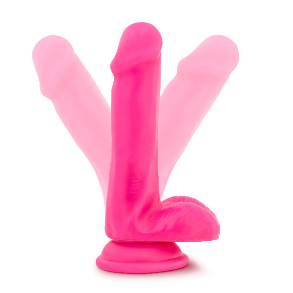 Neo Elite - 6&quot; Silicone Dual Density Cock with Balls - Neon Pink