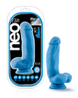Neo Elite - 7" Silicone Dual Density Cock with Balls - Neon Blue