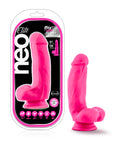 Neo Elite - 7" Silicone Dual Density Cock with Balls - Neon Pink