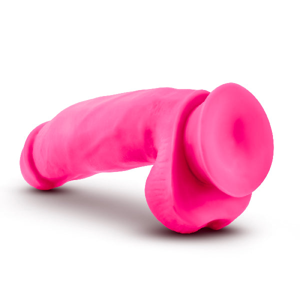 Neo Elite - 7&quot; Silicone Dual Density Cock with Balls - Neon Pink