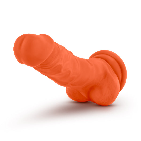 Neo Elite - 7.5&quot; Silicone Dual Density Cock with Balls - Neon Orange