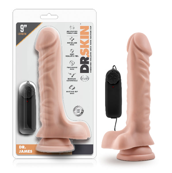 Dr Skin - Dr James 9&quot; Vibrating Cock with Suction Cup - Vanilla