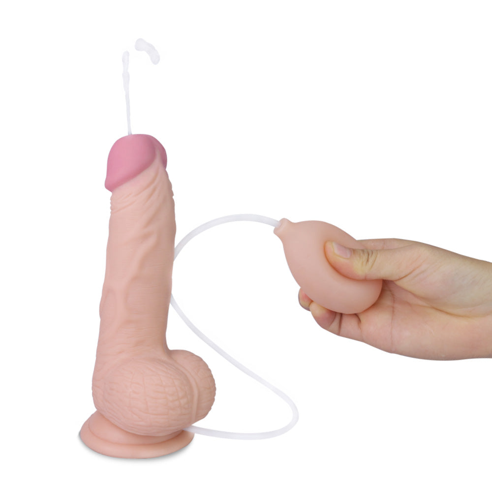 Soft Ejaculation Cock With Ball 8" - Flesh - K. P.