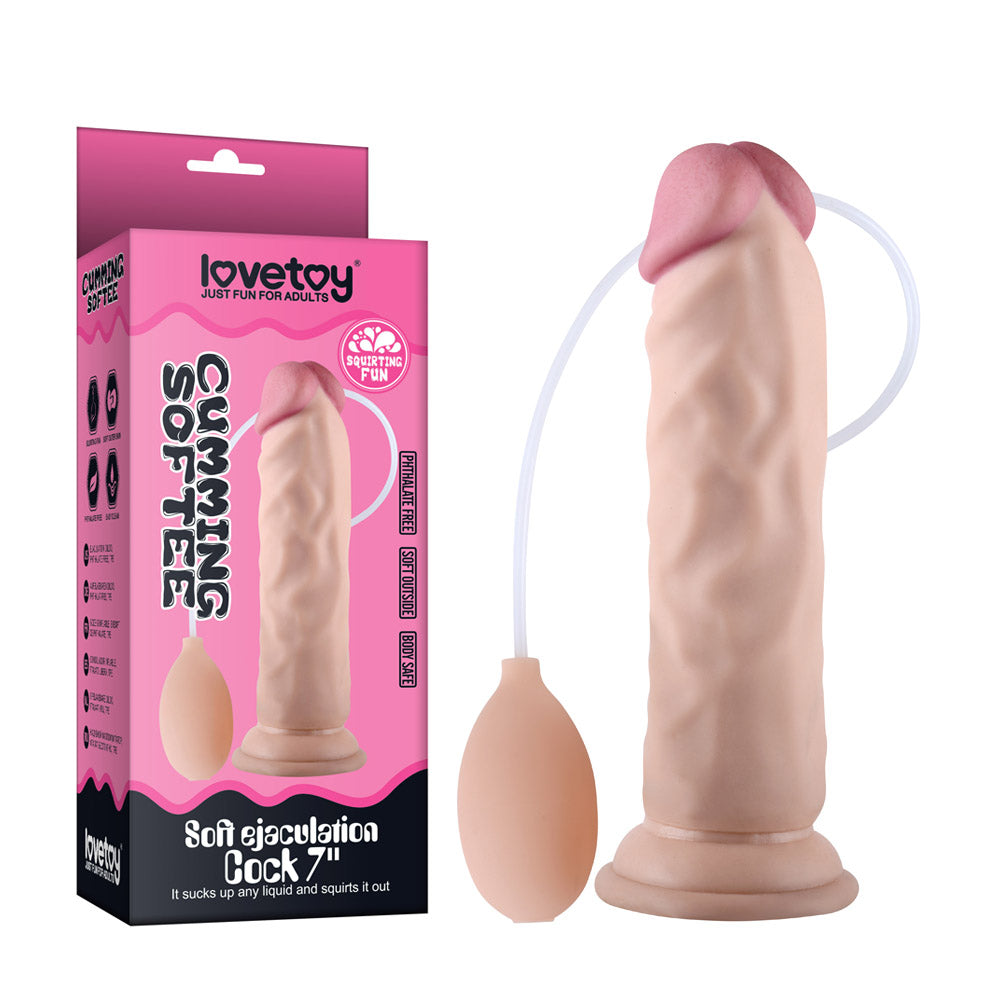 Soft Ejaculation Cock With Ball 7&quot; - Flesh - K. P.