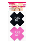 FUCK ME Cross Pattern Nipple Pasties Twin Pack - K. P.