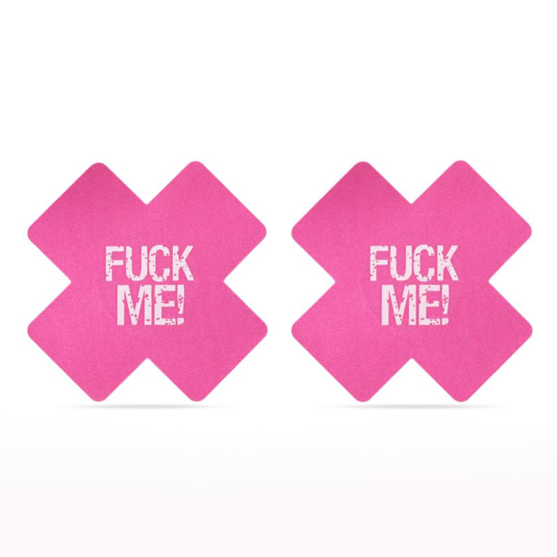 FUCK ME Cross Pattern Nipple Pasties Twin Pack - K. P.