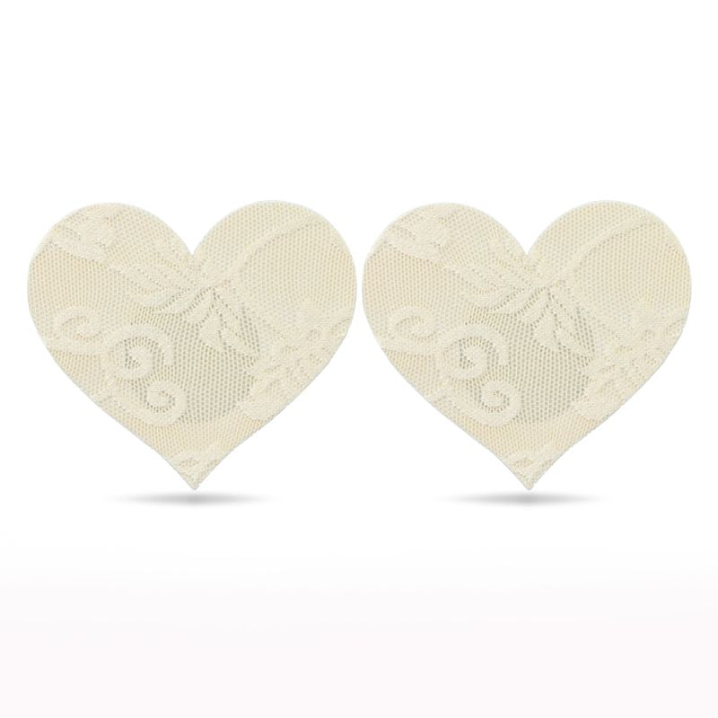 Lace Heart and Flower Nipple Pasties Twin Pack - Nude