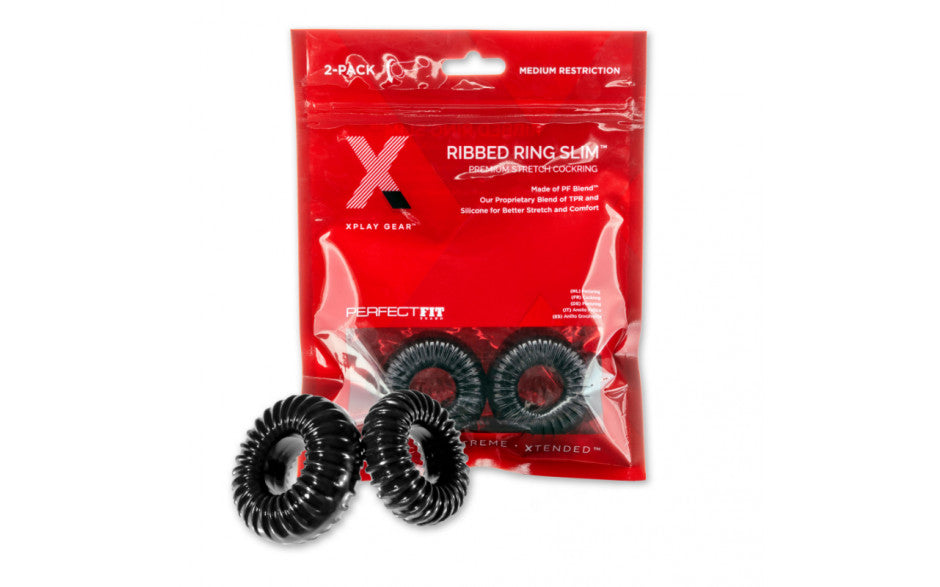 XPlay Gear - Stretch Ribbed Ring Slim 2 Pack - Black