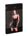 Power Wetlook Dress with Lace Inserts - Black