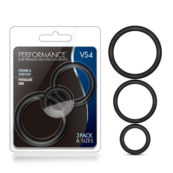 Performance - Silicone Cock Ring 3 Pc Set - Black