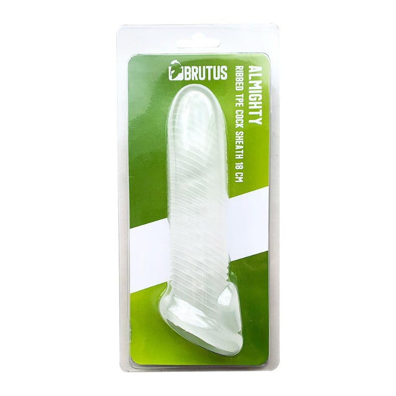 Almighty Ribbed Cocksheath 18cm - Clear