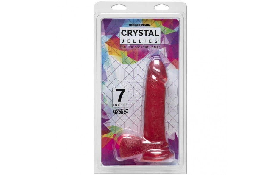 Crystal Jellies - Realistic Cock With Balls 7&quot; - Pink