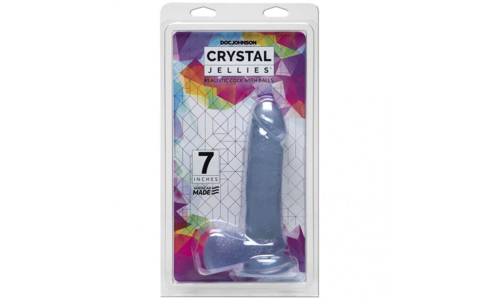 Crystal Jellies - Realistic Cock With Balls 7&quot; - Clear