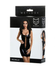 Glossy Wetlook Dress with Studs - Michelle - Black