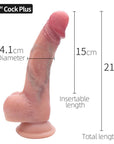 Realistic Silicone Dual Layer Cock with Suction 8.5" - Vanilla