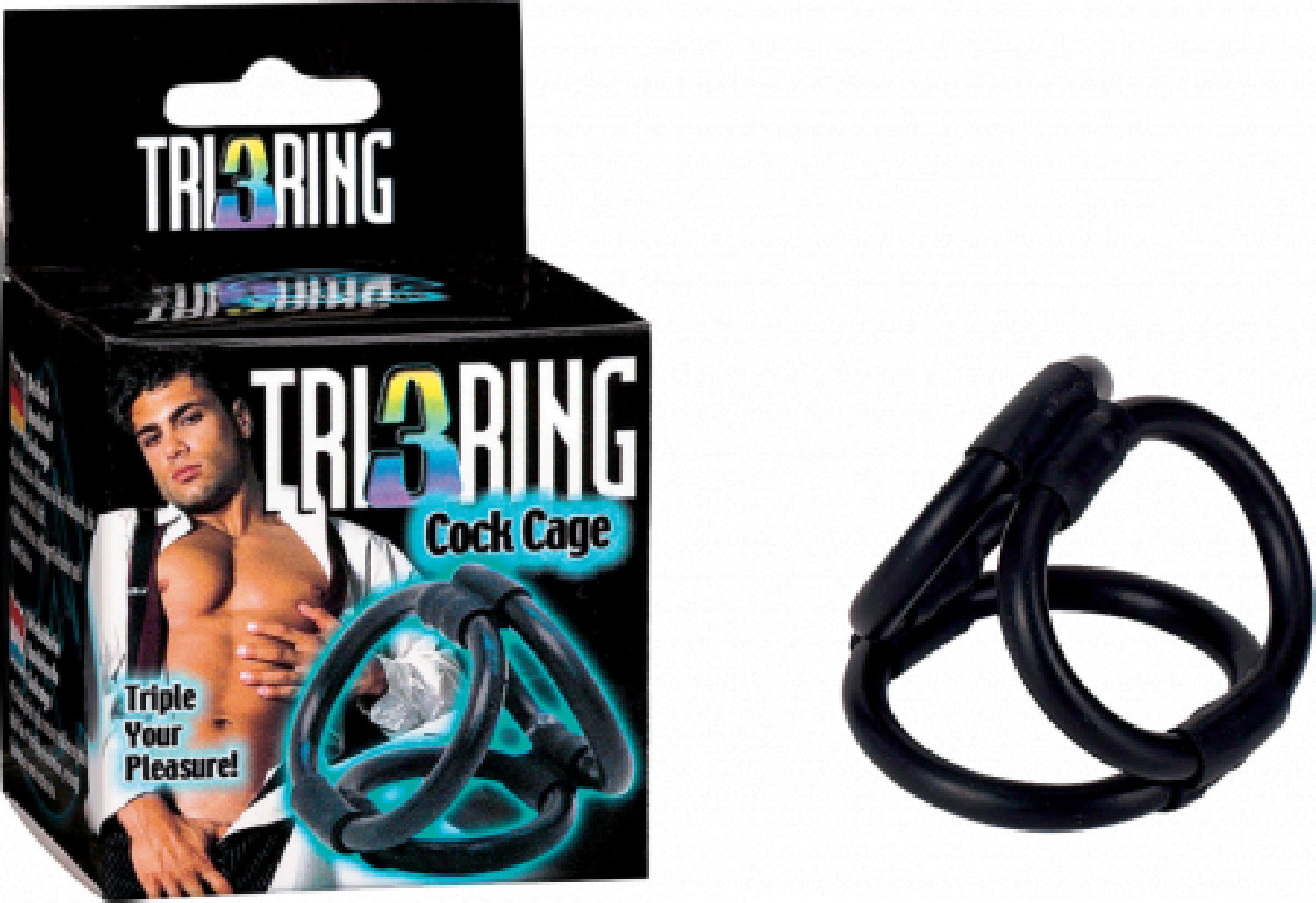 Tri 3 Ring Cock Cage - Black