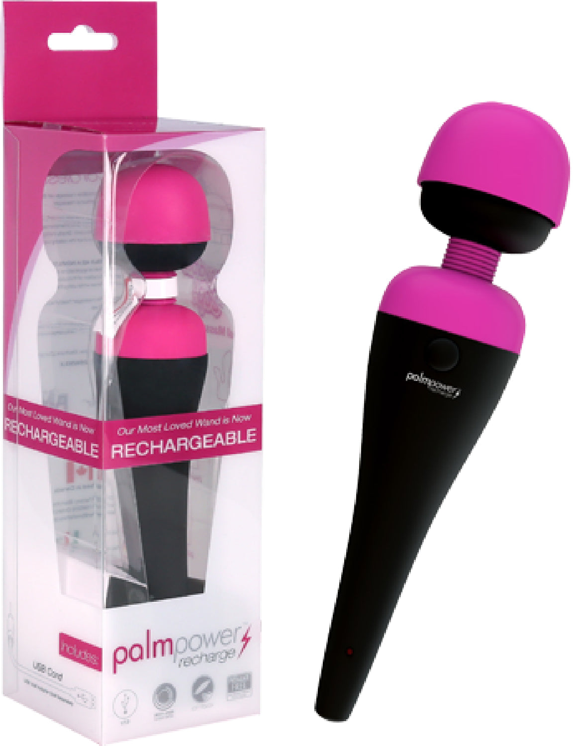 PalmPower - Recharge Waterproof Wand - Black/Pink