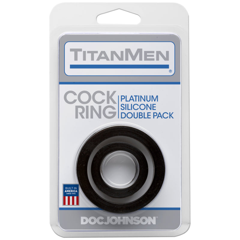 TitanMen - Silicone Cock Rings Double Pack - Black