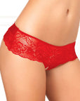 Crotchless Lace Thong w/ Bow - Red