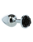 LUX Active - Black Rose 3" Metal Butt Plug - Silver