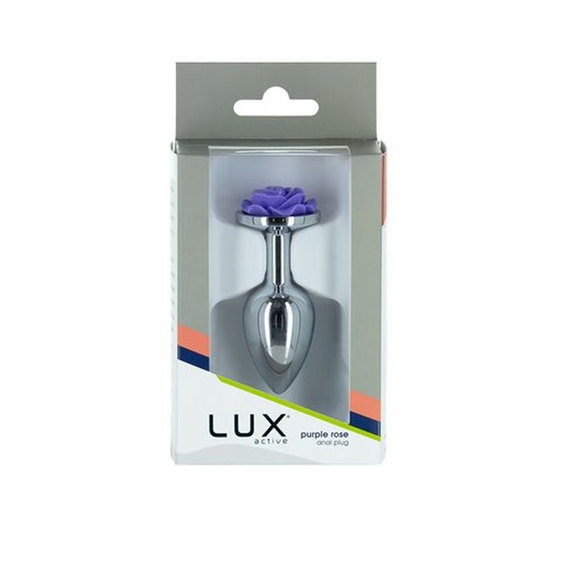 LUX Active - Purple Rose 3" Metal Butt Plug - Silver