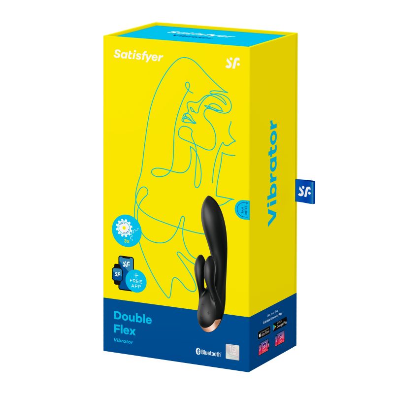 Connect App Rabbit Vibrator - Double Flex - Black