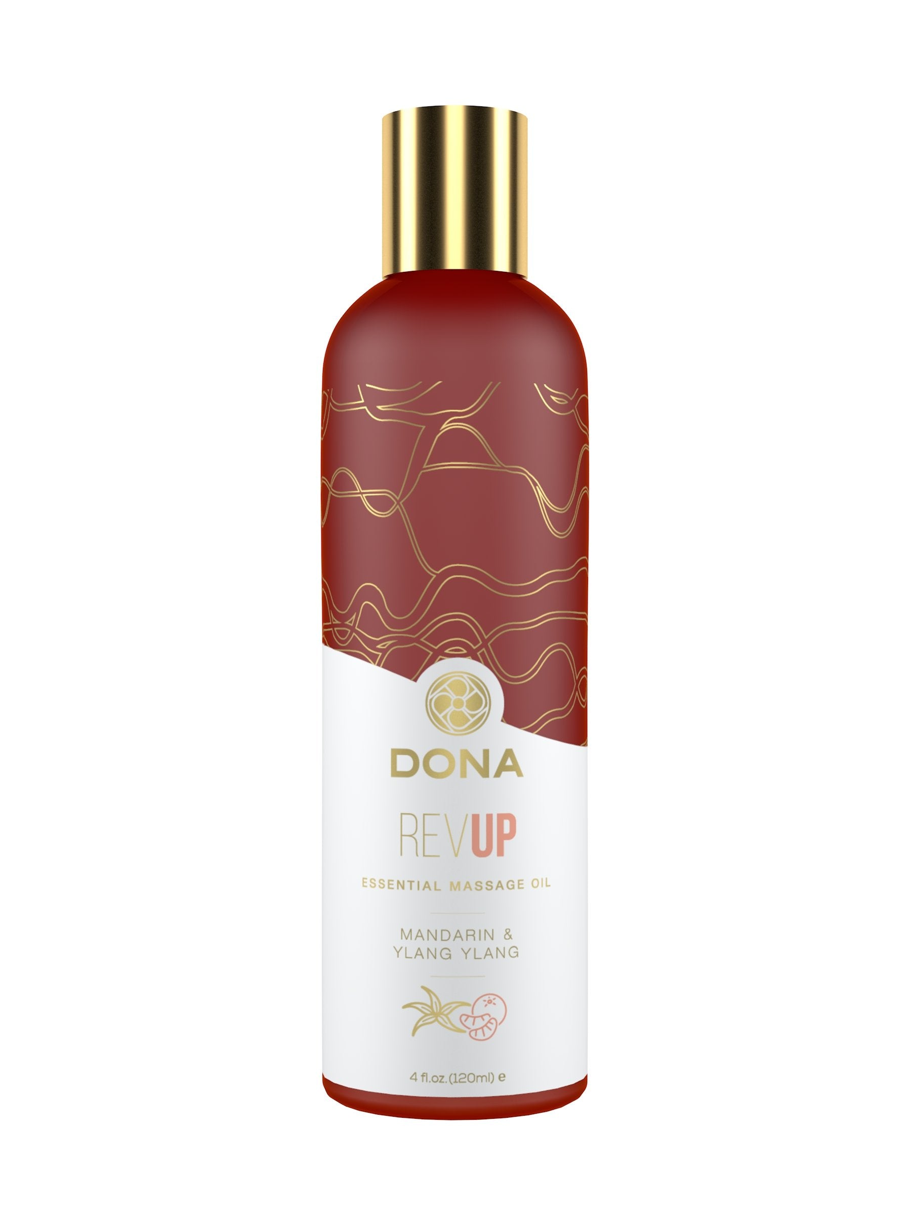 DONA Essential Massage Oil - Rev Up - Mandarin &amp; Ylang Ylang - Massage 4 floz / 120 ml
