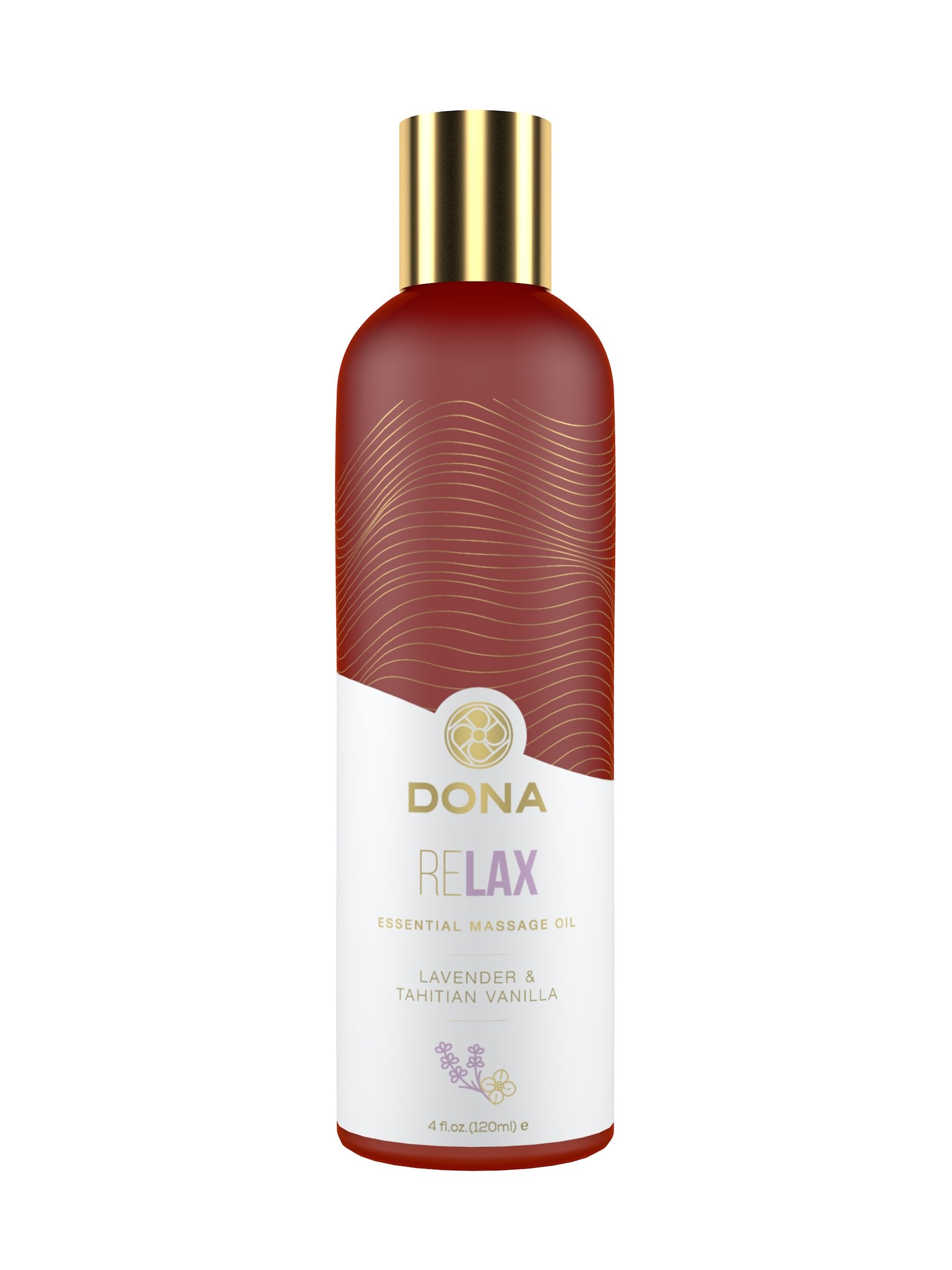 DONA Essential Massage Oil - Relax - Lavender &amp; Tahitian Vanilla - Massage 4 floz / 120 ml