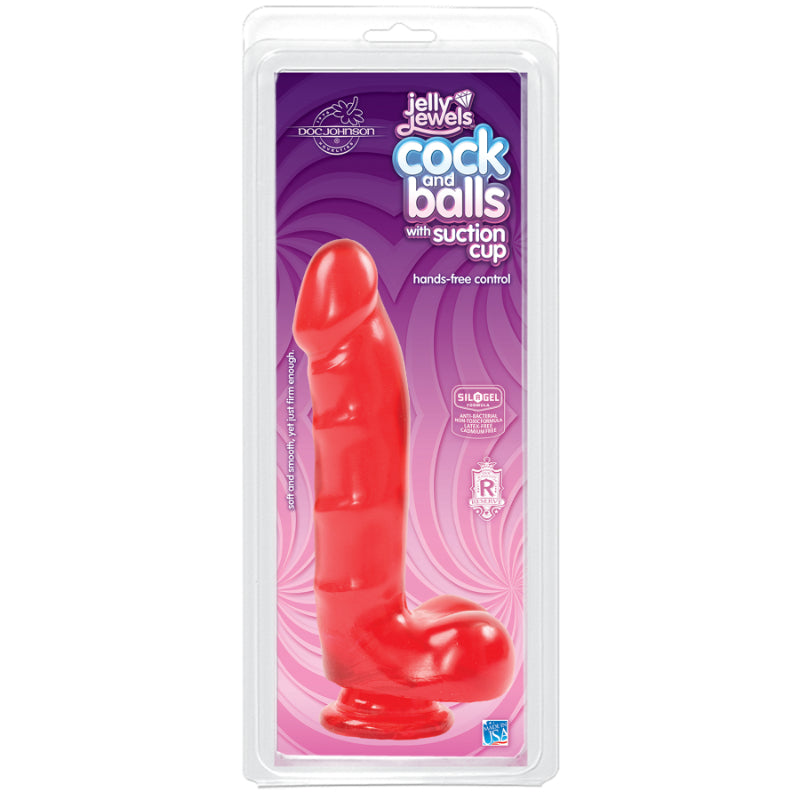 Jelly Jewels - Cock And Balls With Suction Cup - Ruby - K. P.