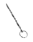 Metal Beaded Urethral Plug with Ring - Silver