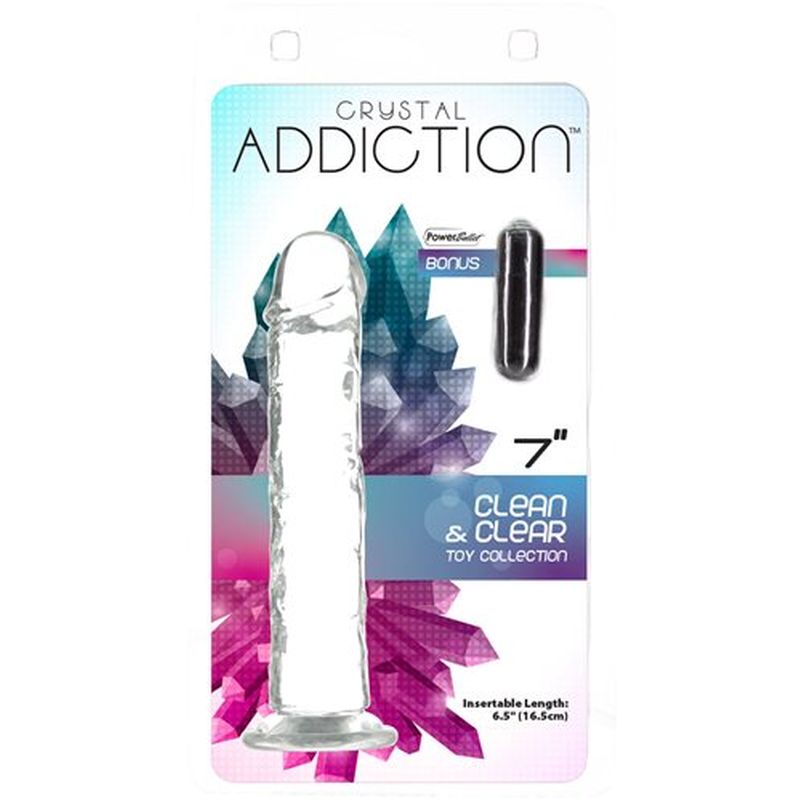 Addiction Crystal - Dildo Straight 7&quot; - Clear
