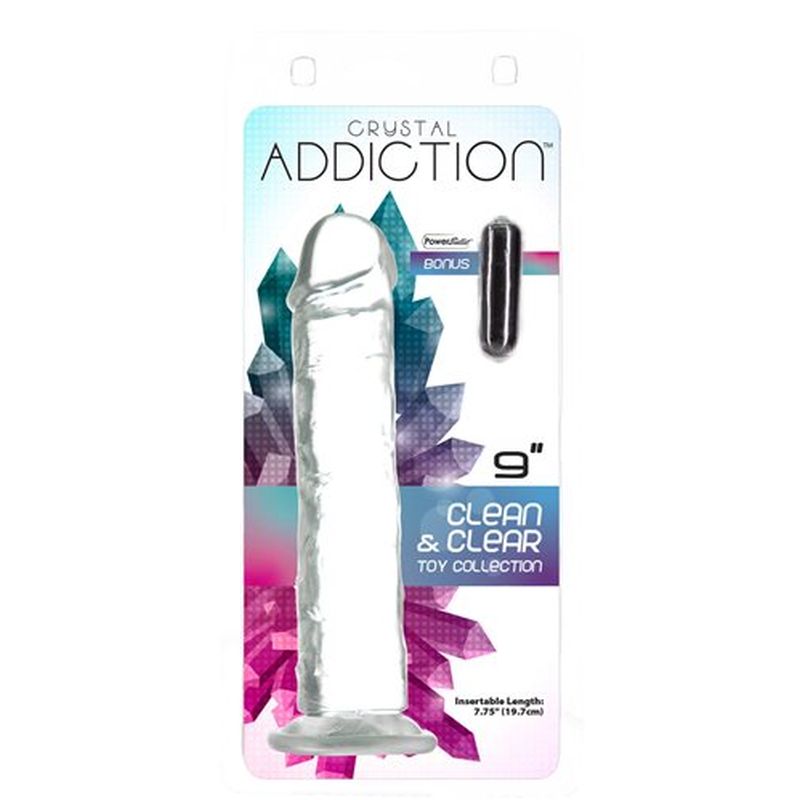 Addiction Crystal - Dildo Straight 9&quot; - Clear