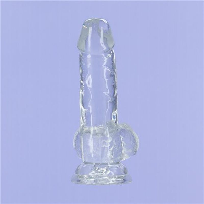 Addiction Crystal - Dildo with Balls 6&quot; - Clear
