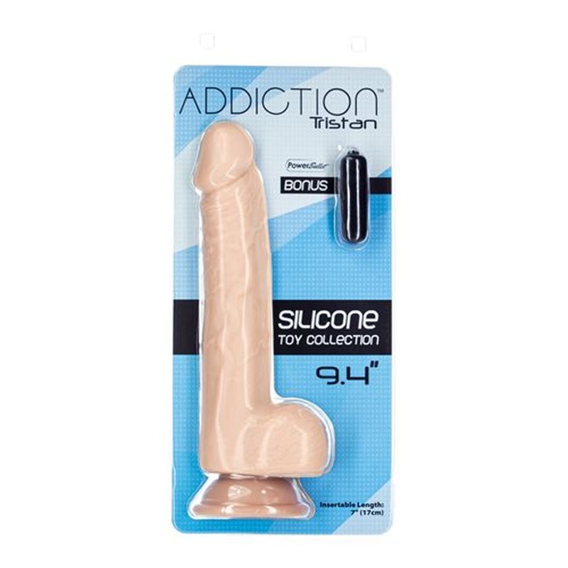 Addiction - Tristan 9&quot; Dong with Bullet - Beige