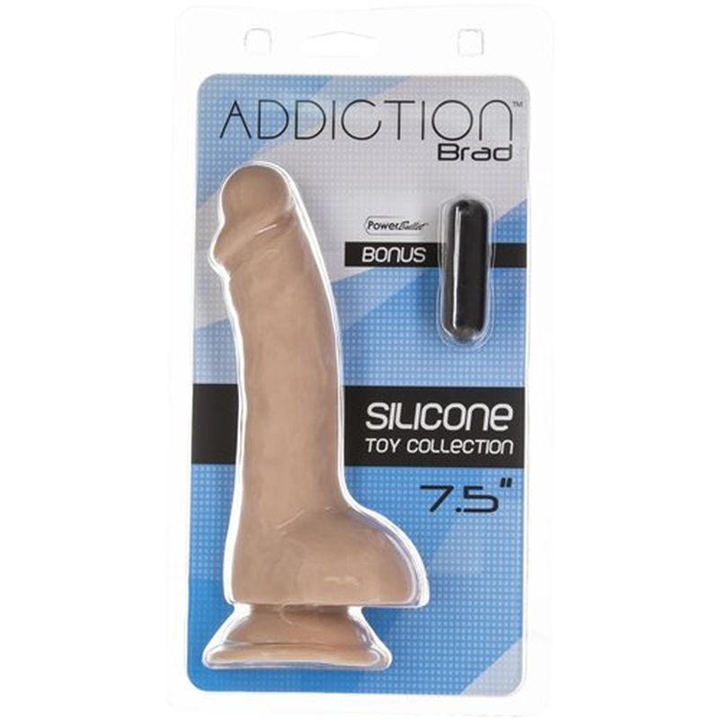 Addiction - Brad 7.5&quot; Dong with Bullet - Beige