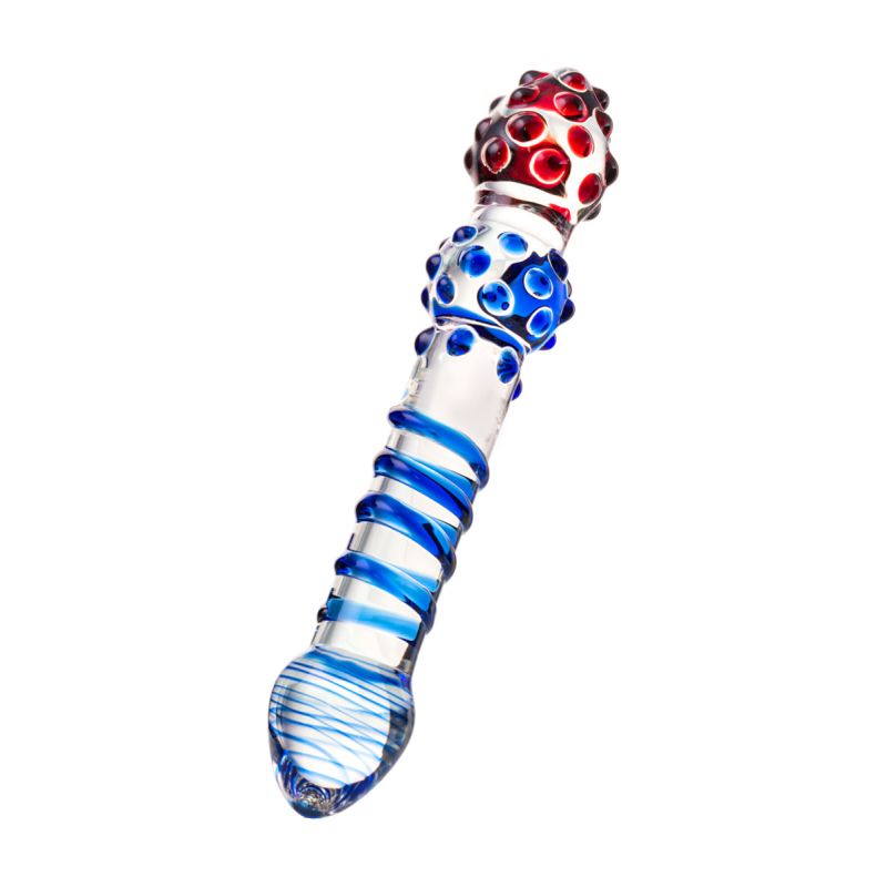 Sexus Glass - 20.5cm Dildo - Blue/Red