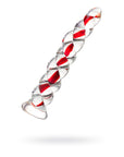Sexus Glass - Ribbed 18.2cm Dildo - Red