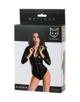 Wetlook Bodysuit with Zip - Alessia - Black