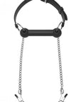 The Master Series - Equine Silicone Bit Gag With Nipple Clamps