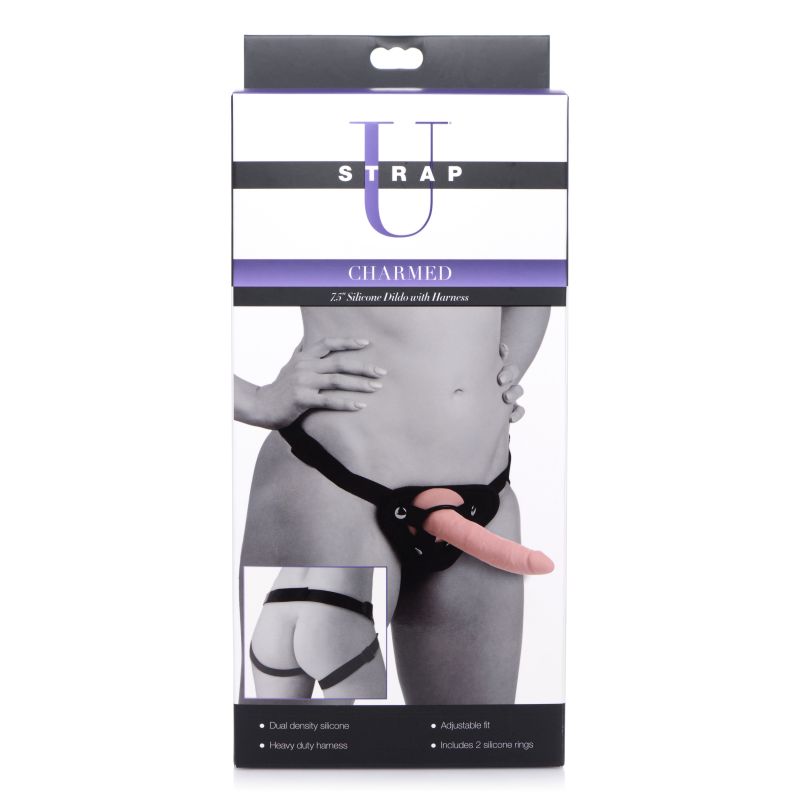 Strap U - Charmed 7.5" Silicone Dildo with Harness - Flesh - K. P.