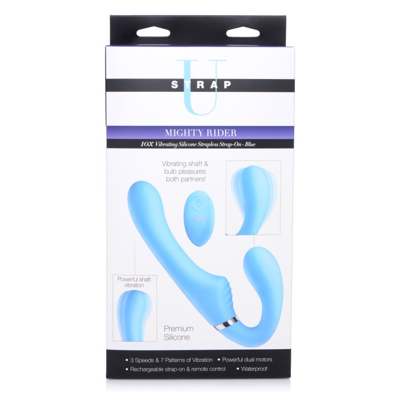 Strap U - Mighty Rider 10X Strapless Strap-On with Remote - Blue - K. P.