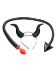 Tailz - Devil Tail Anal Plug & Horn Set - Black/Red