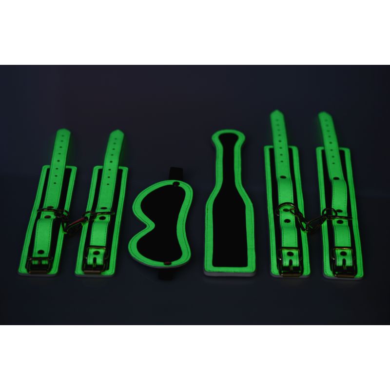 The Master Series -  Kink In the Dark Glowing Bondage Set - Fluro Green