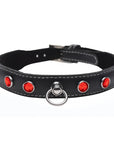 The Master Series - Bling Vixen Leather Choker with Red Rhinestones